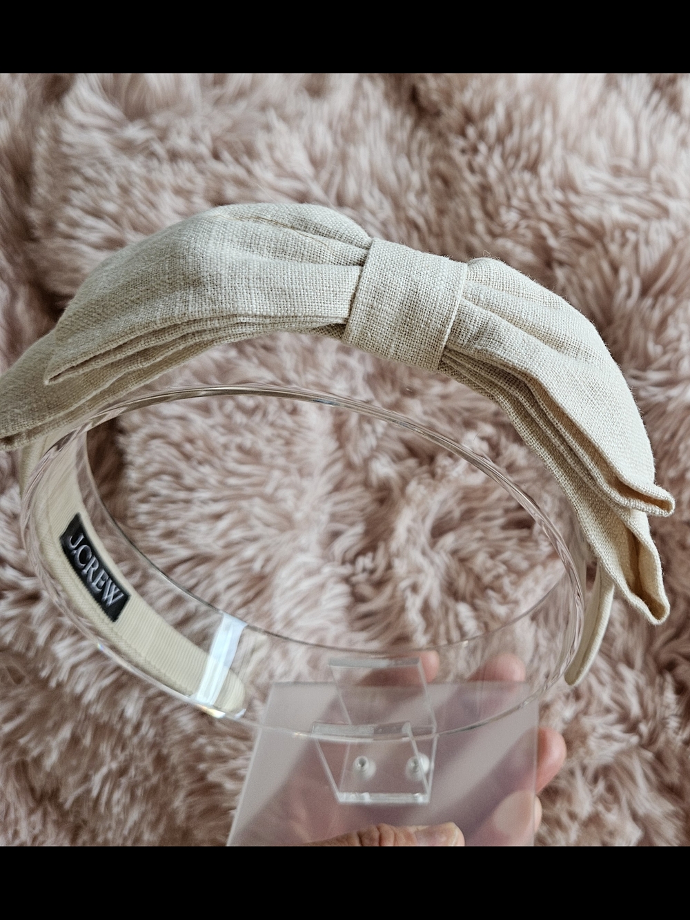 J. Crew Cream Linen Bow Headband NEW!
